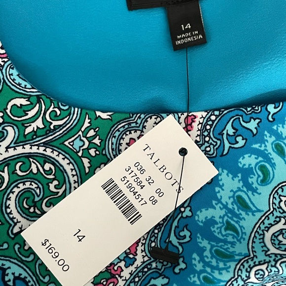 🎉HP🎉Talbots Turquoise Patterned Sleeveless Dress - Picture 5 of 6